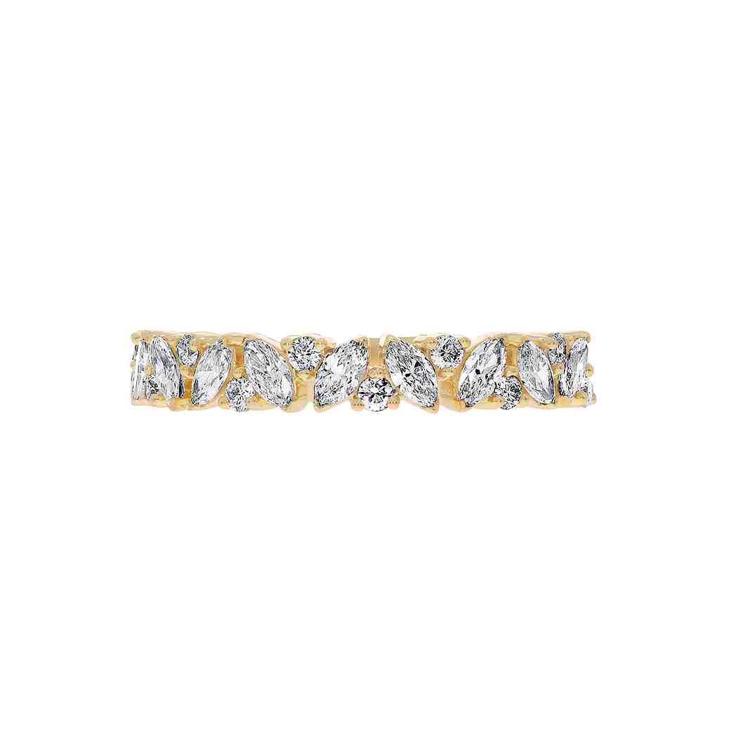 Marquise & Round Brilliant Diamond Half Eternity Band Ring LR12856A 4.00X2.00